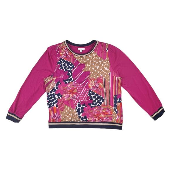 NEW Charter Club Top Womens XXL Pink Bold Pattern Silky Pullover Long sleeve - Picture 2 of 12